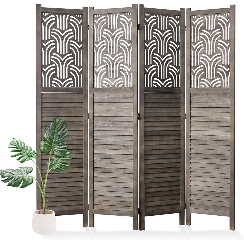 Room Divider Screen - 66.9 4-częściowy drewniany rzeźbiony parawan -