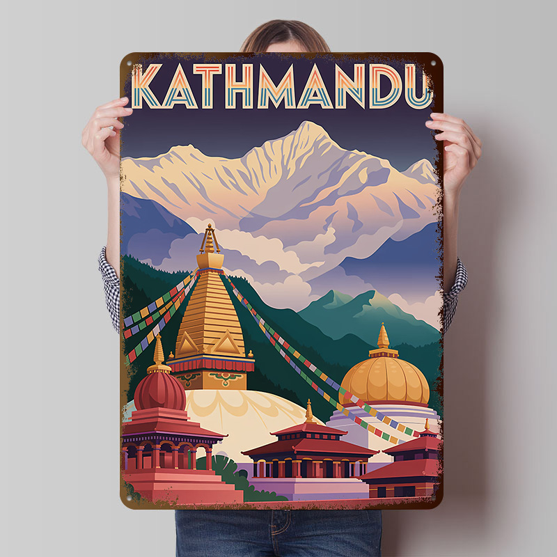 Home Decor Kathmandu - Plakat z blachy z motywem Kathmandu,