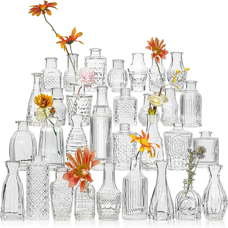 Glass Vase Nordic - Wazon z przezroczystego szkła z wytłoczonym