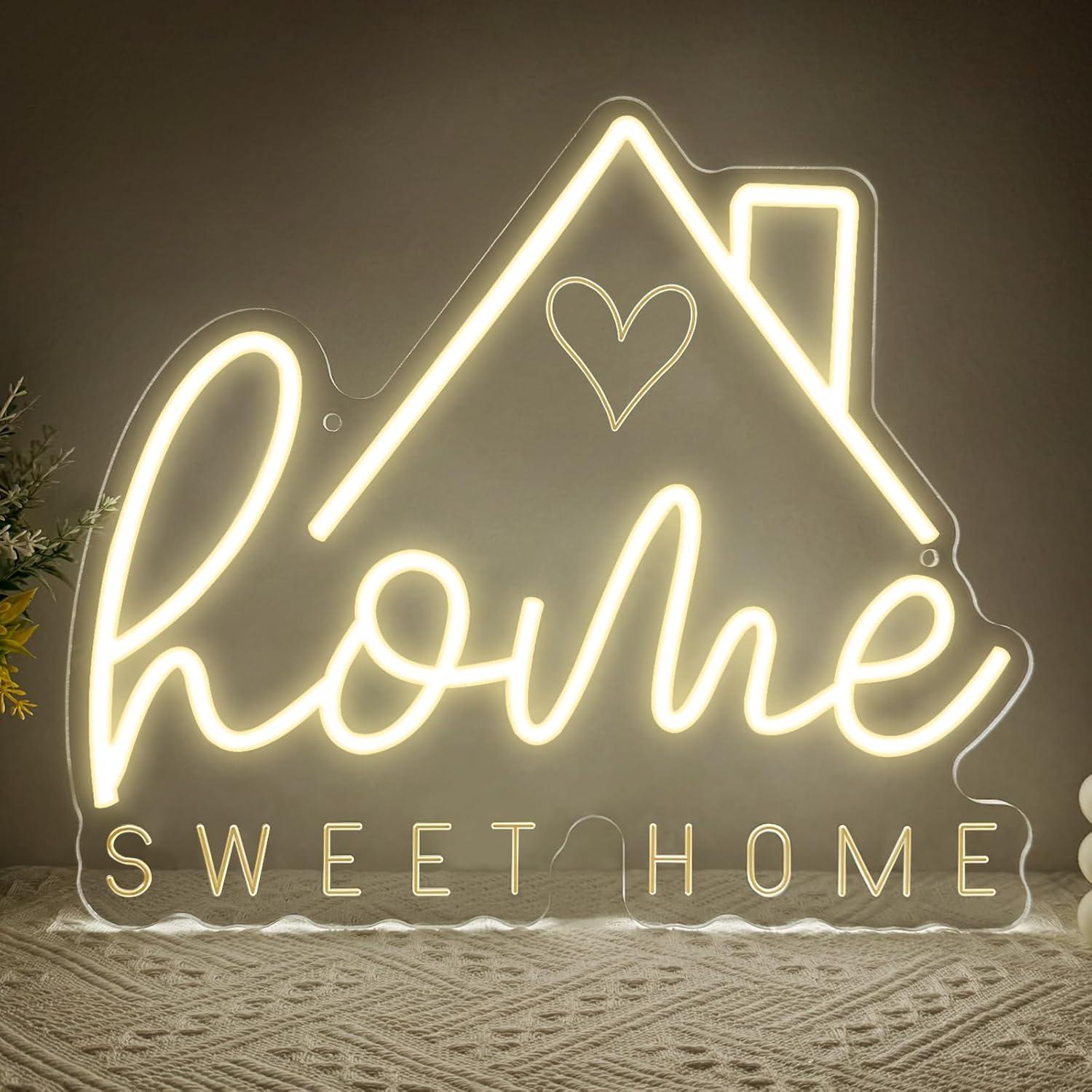 Home Decor Lighting - Neonowy znak Sweet Home, ściemnialna lampka