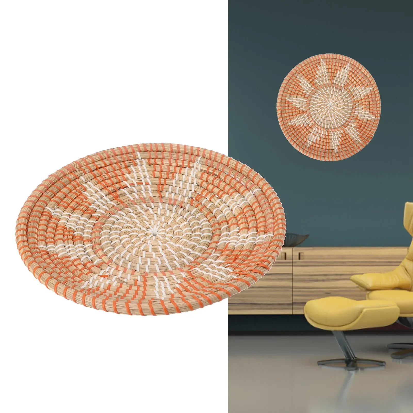 Woven Wall Basket - Okrągłe ozdoby ścienne z trawy o