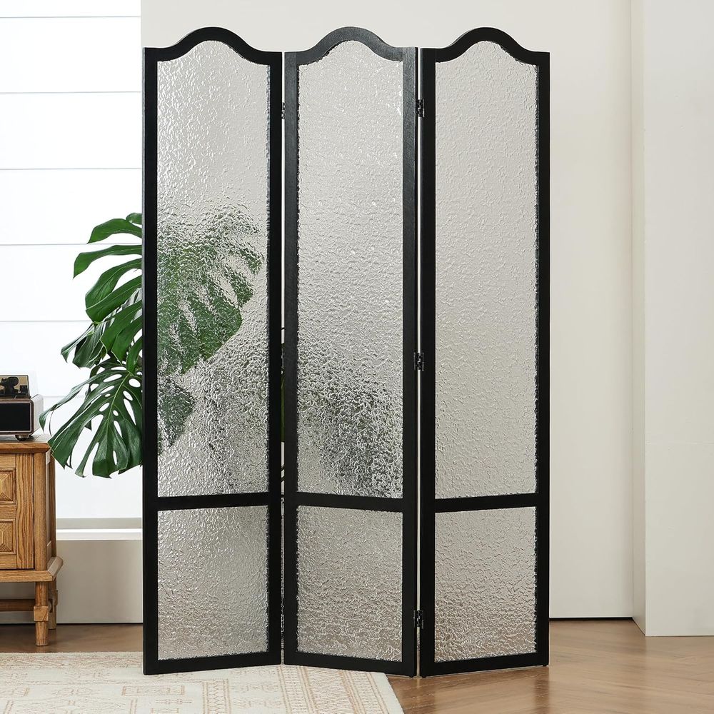 Room Divider Screen - Czarny 3-częściowy akrylowy parawan pokojowy, wysokość