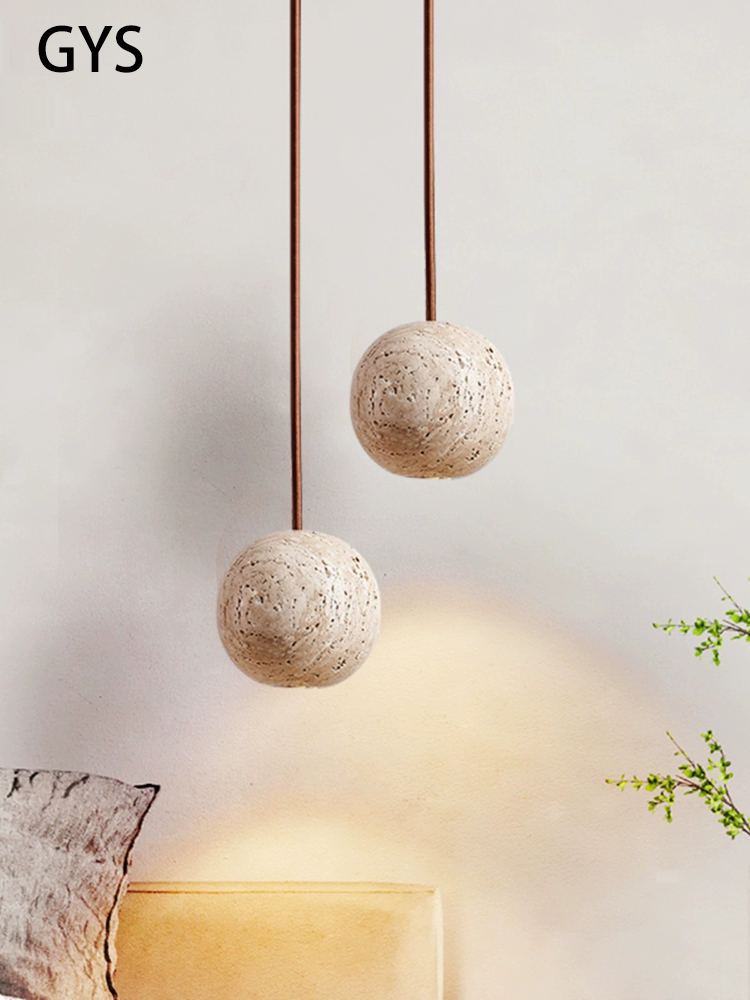 Hanging Moon Lamp - Wisiorek Led lampa kamienny żółty trawertyn