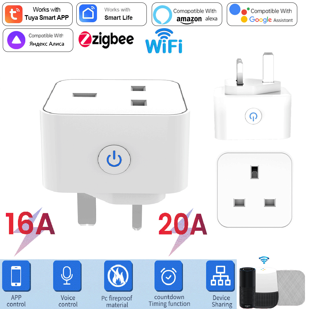 Home Decor Uk - Inteligentne gniazdko Tuya 16A/20A WiFi lub