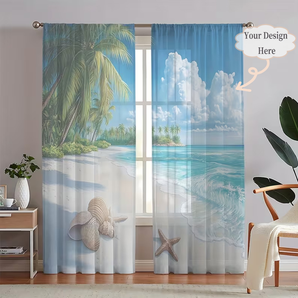 Home Decor Curtains - Niestandardowe płaskie zasłony 2D, 2 sztuki,