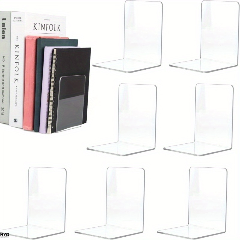 Aesthetic Bookend - Zestaw 4/8 szt. przezroczystych akrylowych podpórek