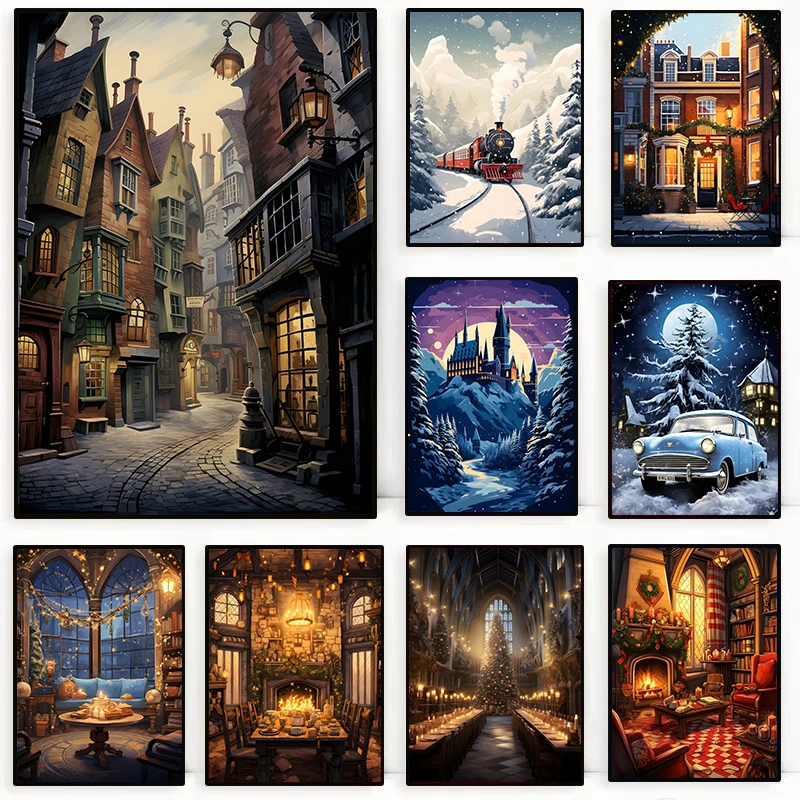 Home Decor Express - Świąteczny Magiczny Zamek Szkolny Ekspresowy Druk