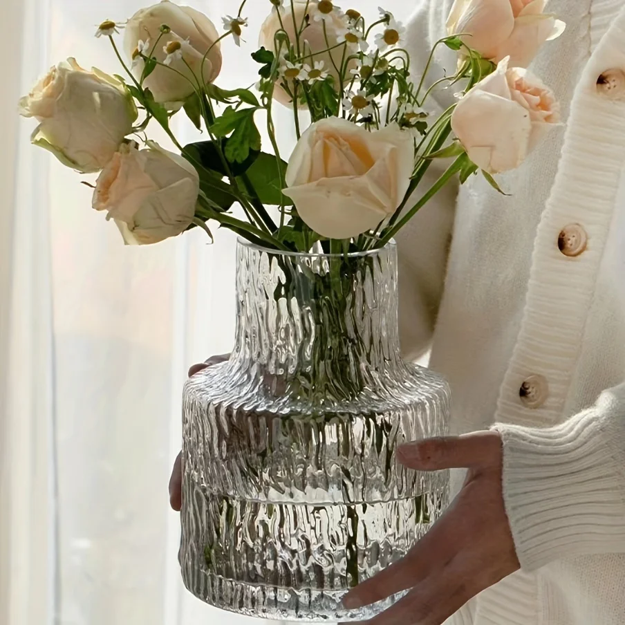 Glass Vase Nordic - Nordycki wazon z teksturowanego szkła w
