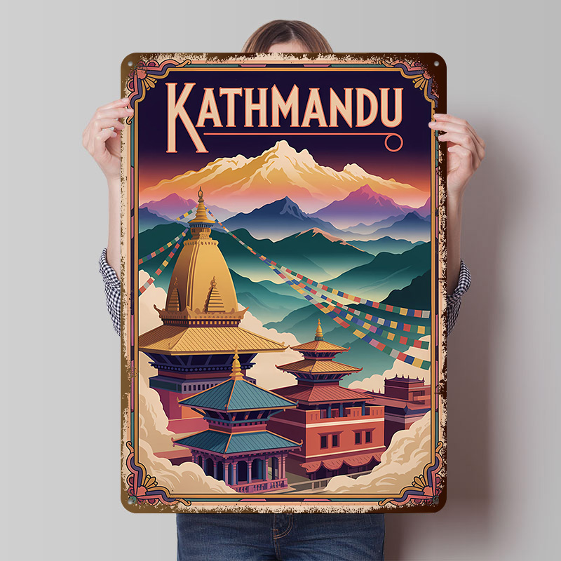 Home Decor Kathmandu - Plakat z grafiką podróżniczą Kathmandu, personalizowane