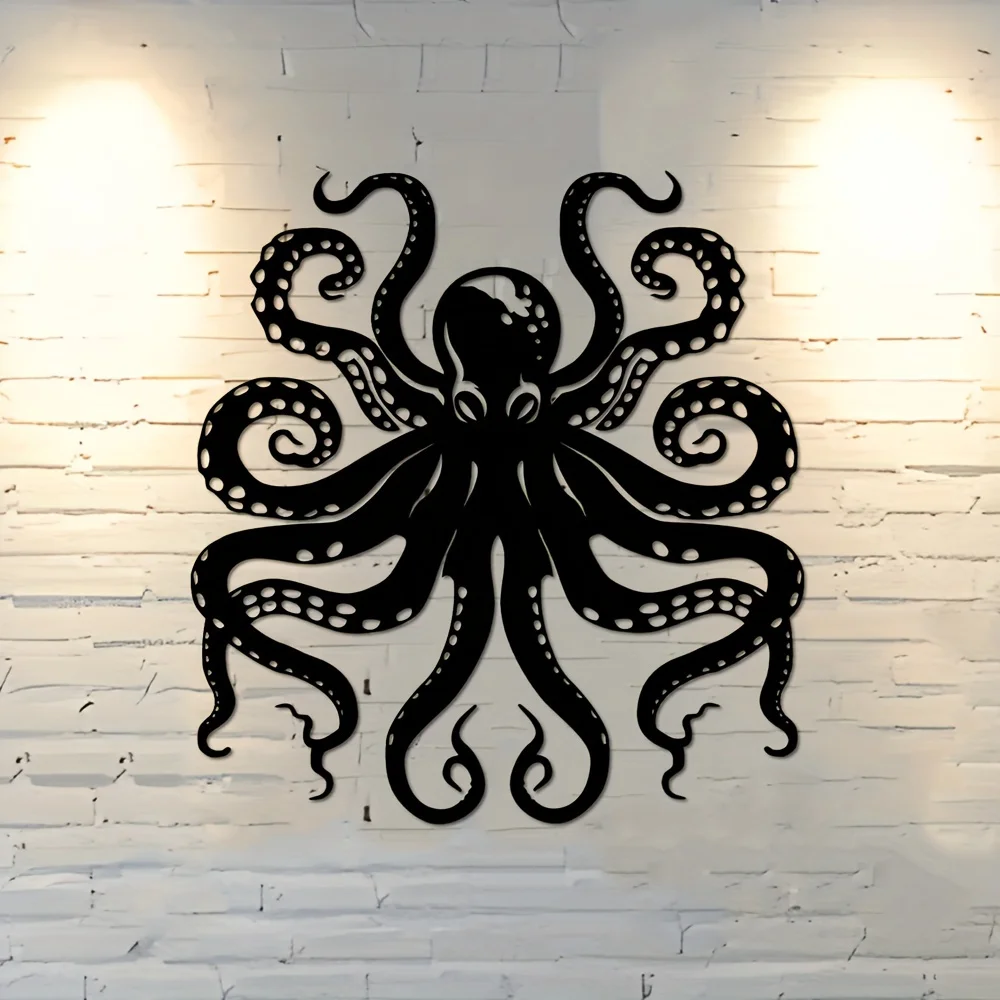Home Decor Garden Ideas - 【2D Płaski】Metalowy Ośmiornica - Dekoracja Ścienna