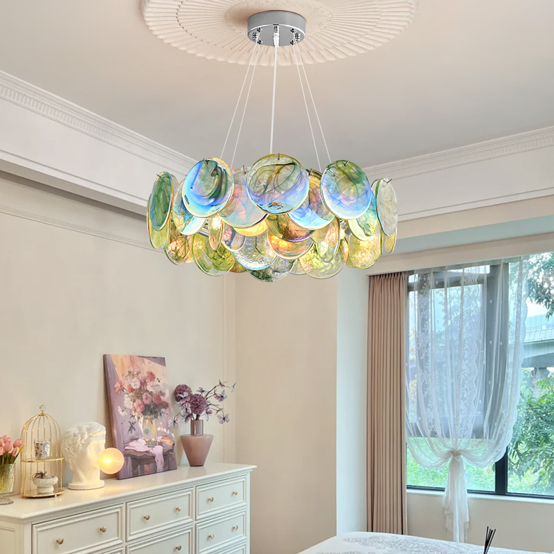 Hanging Moon Lamp - Żyrandol Murano Różowe Szkło Francuski Luksus