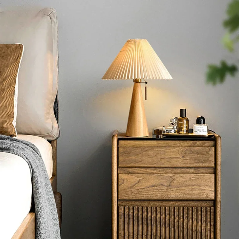 Home Decor Lighting - Retro Plisowana Lampa Stołowa Nordic z