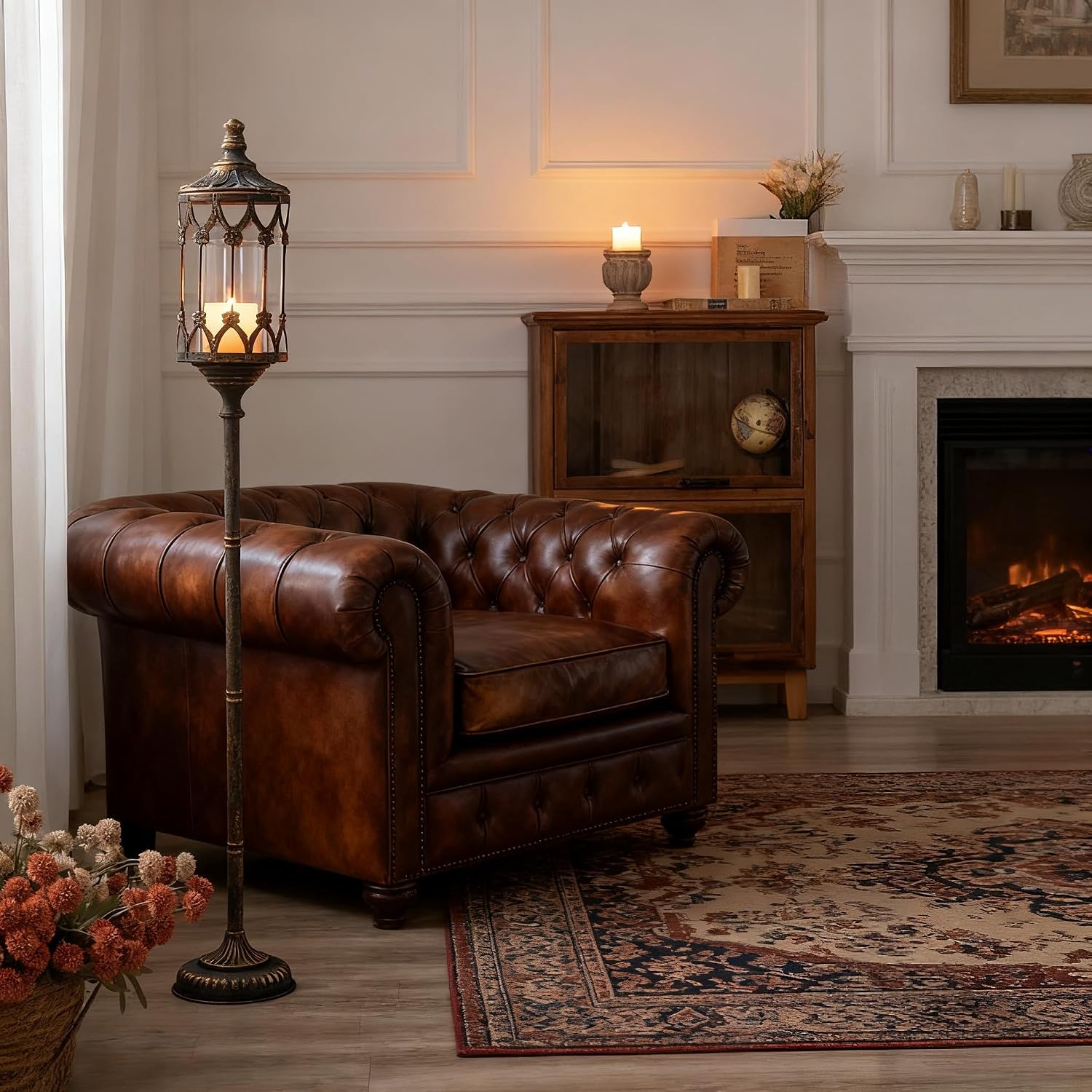 Flooring Home Decor - Antyczny Złoty Kandelabr Podłogowy Vintage, 104