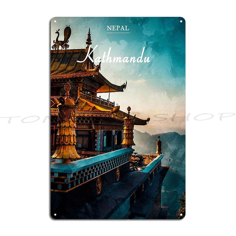 Home Decor Kathmandu - Metalowy szyld podróżniczy Kathmandu Nepal, dekoracja