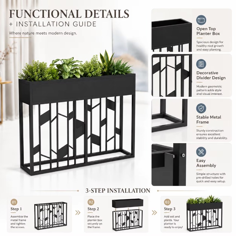 Matowa Czarna Metalowa Skrzyni – Room Divider Screen recenzja i cena