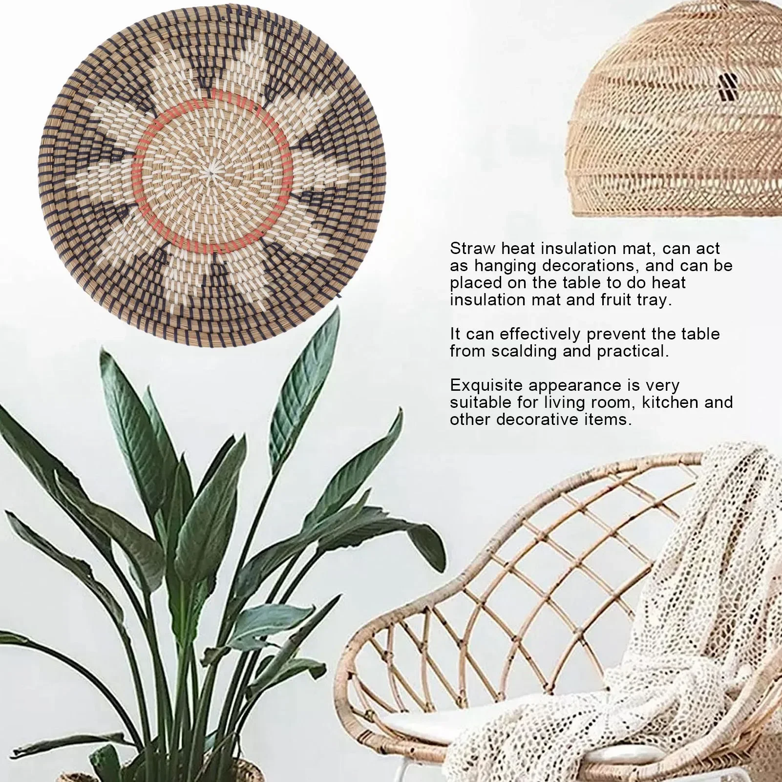 Okrągłe ozdoby ścienne z trawy – Woven Wall Basket recenzja i cena