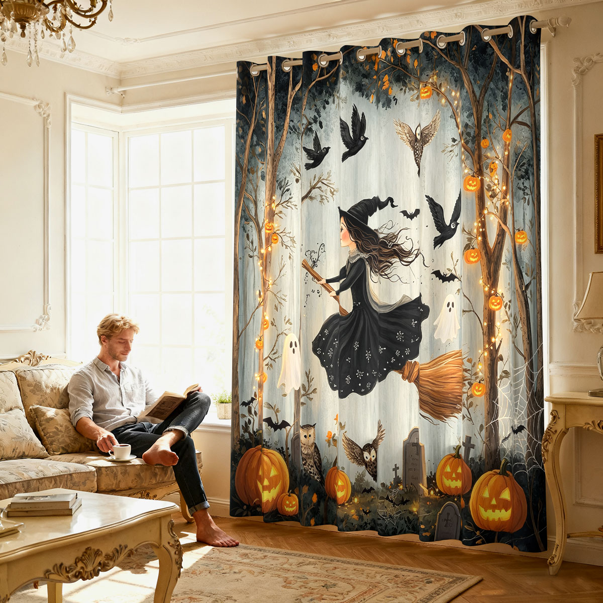 1 szt. Halloweenowa Zasłona z  – Home Decor Curtains recenzja i cena