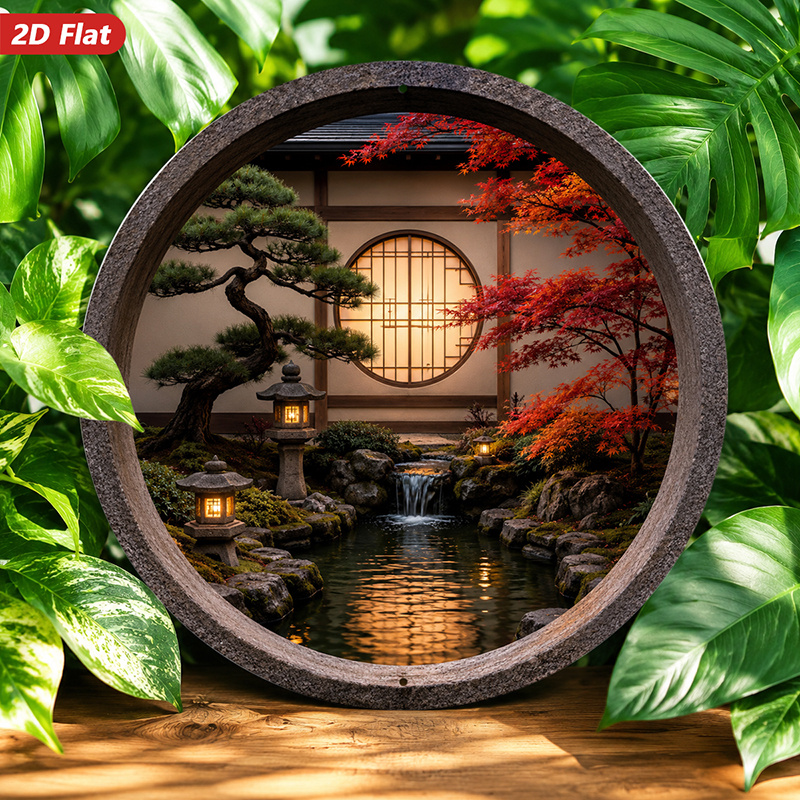 Płaski obraz 2D, 1 szt. Okrągł – Home Decor Garden Ideas recenzja i cena